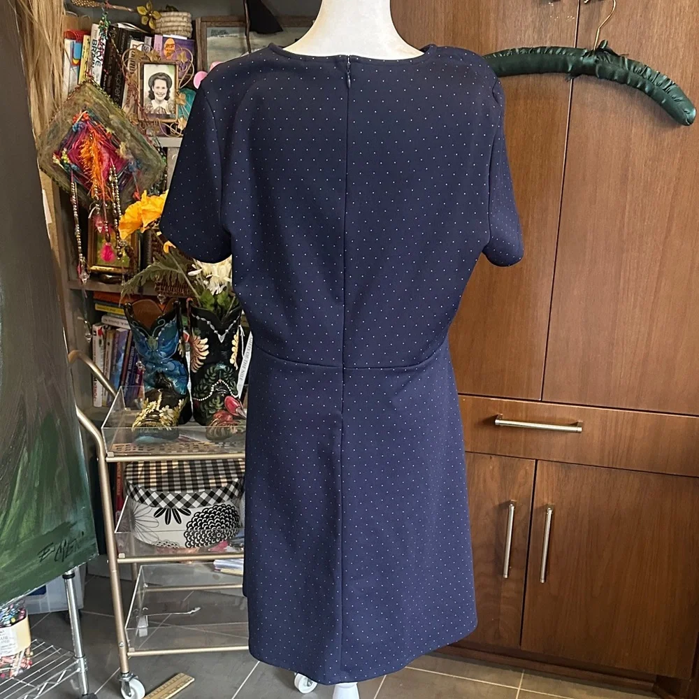 GAP Navy Blue Polka Dot Fit & Flare Dress Size 14